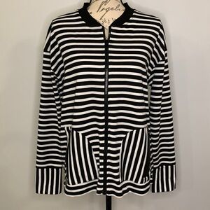 Jones New York jersey knit striped zip front jacket L